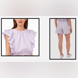 Riley & Rae Light Purple Checkered Crop Top & Shorts Set Size L